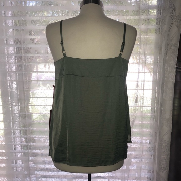 NWT MOSSY GREEN SILKY CAMISOLE TANK W GOLD DETAILS - Picture 7 of 7